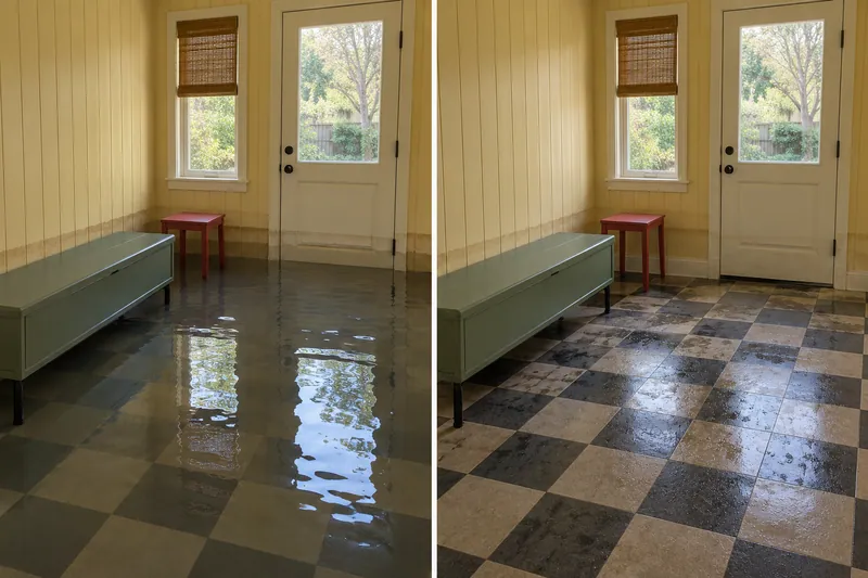 Water Extraction Near Sunset Park — standing-water and damp pickup-stage comparison