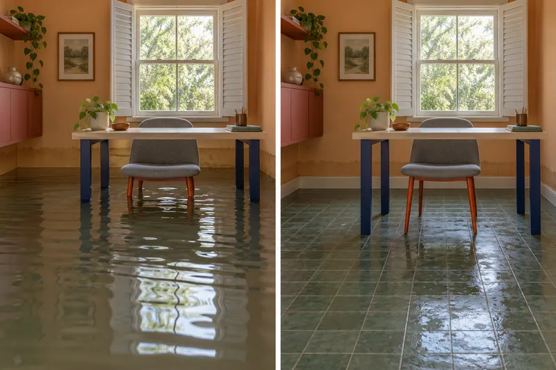 Water Extraction Near Harwood Park — standing-water and damp pickup-stage comparison