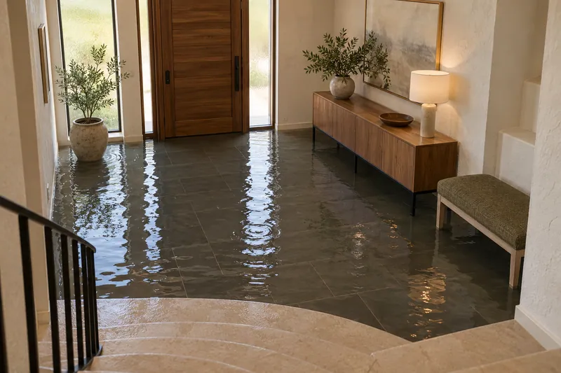 Water Extraction in Rosenberg — standing water in a residential interior